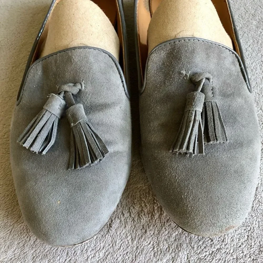 J. Crew Gray Cora Suede Leather Tassel Loafer